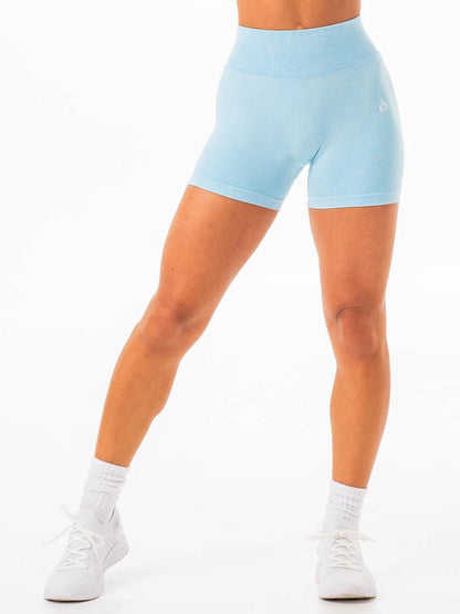 STONEWASH SCRUNCH SEAMLESS SHORTS AZURE (PACK DE 3) - SportVentePrivee