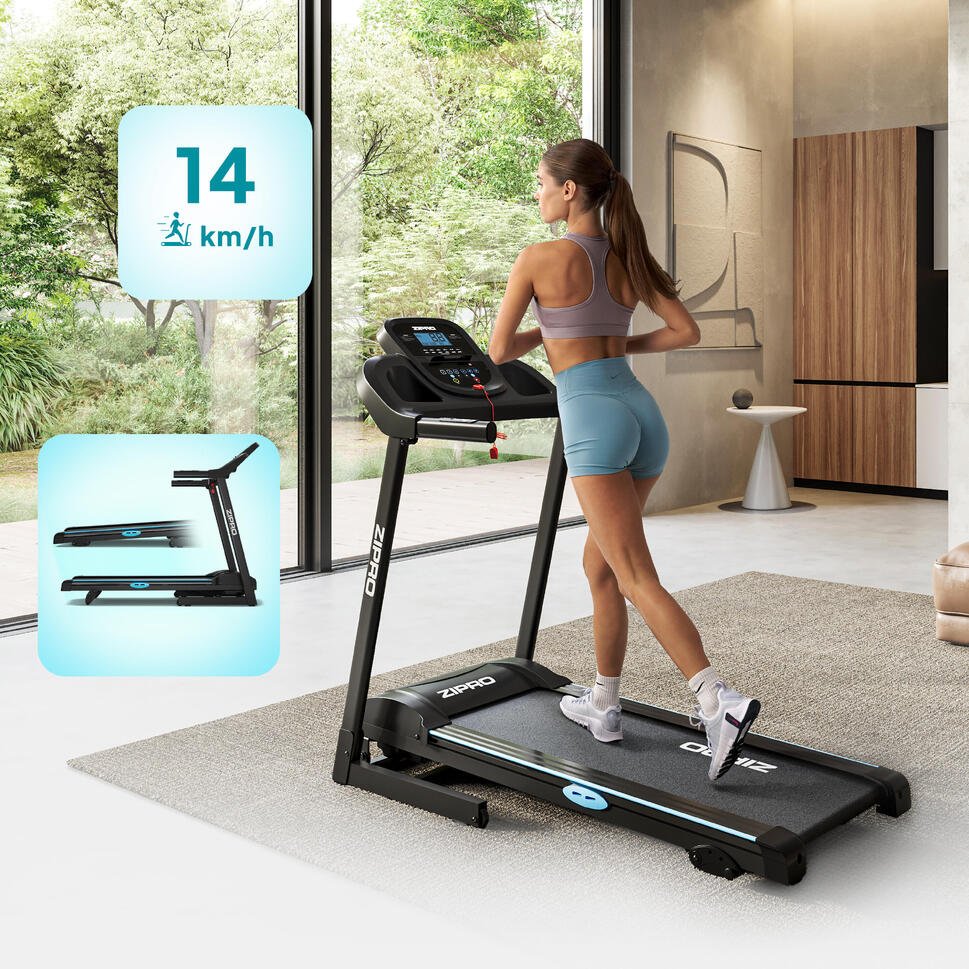 Tapis de course pliant Zipro Tekno 120 x 40 cm, 14 km/h, enceintes MP3, LCD - SportVentePrivee