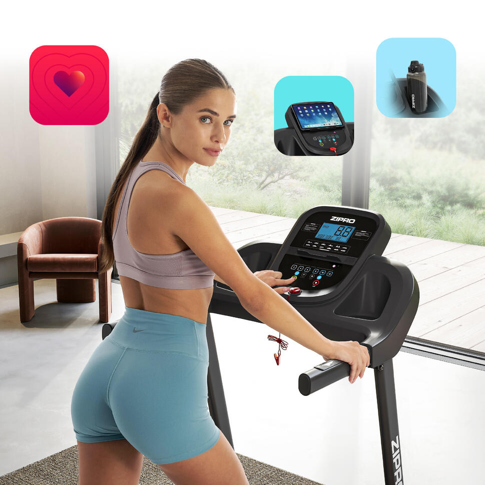 Tapis de course pliant Zipro Tekno 120 x 40 cm, 14 km/h, enceintes MP3, LCD - SportVentePrivee