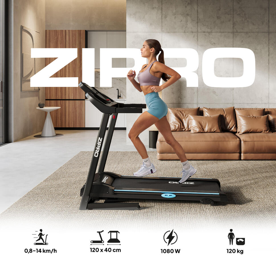 Tapis de course pliant Zipro Tekno 120 x 40 cm, 14 km/h, enceintes MP3, LCD - SportVentePrivee